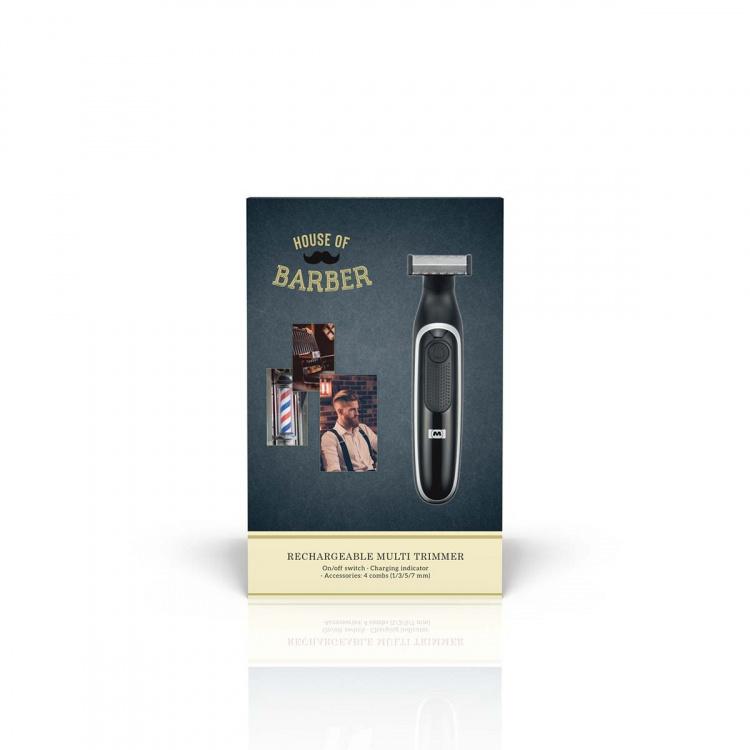 MELISSA Uppladdningsbar skägg- och kroppstrimmer med ultratunn rakhyvel, inklusive 4 distanskammar Svart