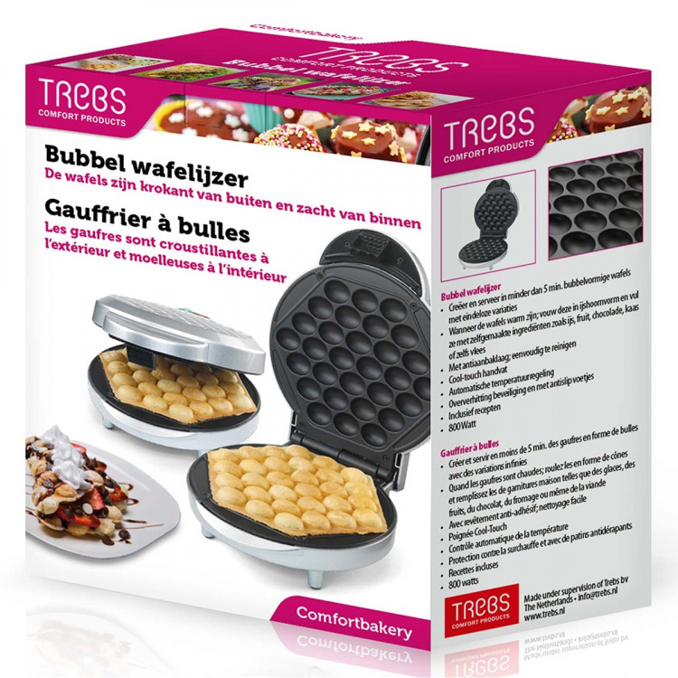 Trebs Bubbelvåffeljärn Comfortbakery med indikatorlampa och non-stick beläggning