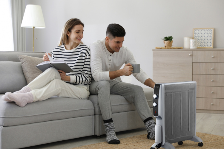 Trebs Mobil mikathermisk elektrisk värmare på hjul 2000W Vit