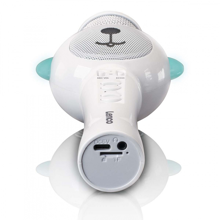 Lenco Karaokemikrofon med Bluetooth® SD-kortplats lampor Aux-utgång Vit Lenco Karaokemikrofon med Bluetooth® SD-kortplats lampor Aux-utgång Vit