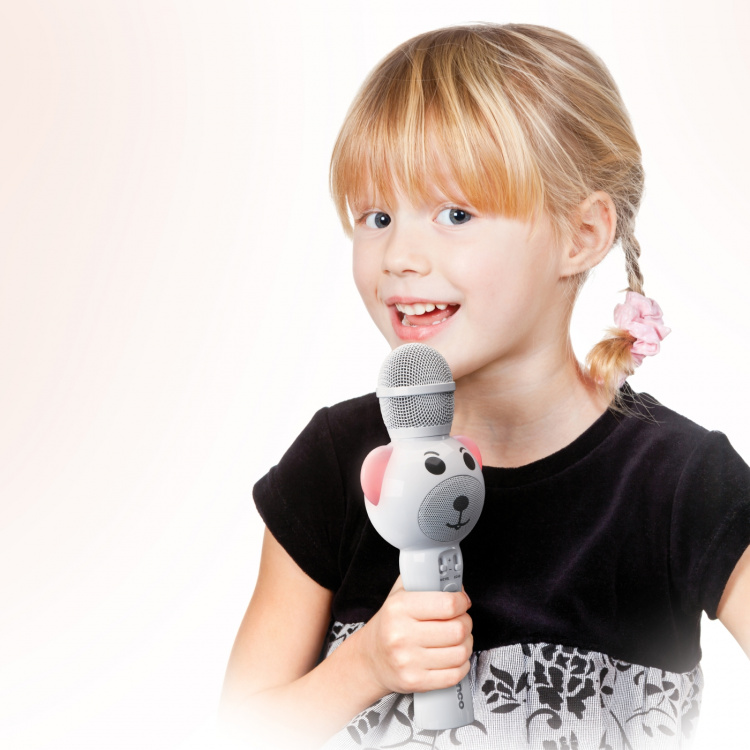 Lenco Karaokemikrofon med Bluetooth® SD-kortplats lampor Aux-utgång Vit