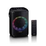 Lenco Karaokesystem med Bluetooth®, uppladdningsbart batteri, trådlös karaokemikrofon och LED-belysning för disco Svart