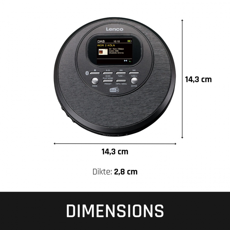 Lenco Discman med DAB Bluetooth® och färgkarta TFT Svart