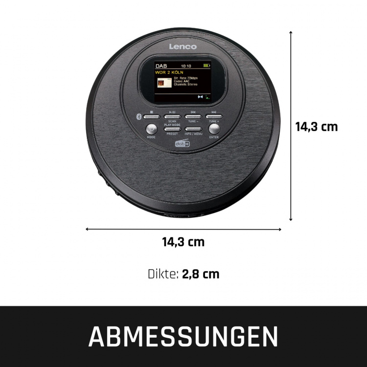 Lenco Discman med DAB Bluetooth® och färgkarta TFT Svart