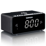 Lenco Stereo FM-klockradio med USB och Qi trådlös laddning för smartphone Svart Lenco Stereo FM-klockradio med USB och Qi trådlös laddning för smartphone Svart