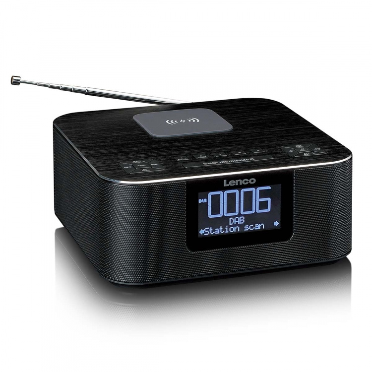 Lenco Stereoklockradio med DAB+ FM Bluetooth® trådlös laddning Lenco Stereoklockradio med DAB+ FM Bluetooth® trådlös laddning
