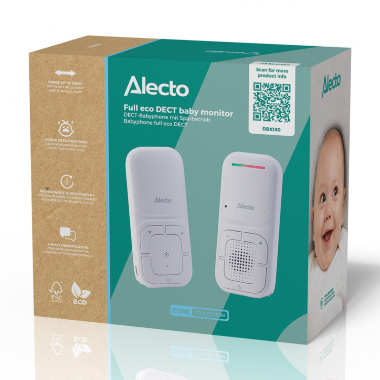 Alecto Modern Full Eco audio babyvakt med kristallklar DECT-ljudkvalitet och lång standbytid Vit Alecto Modern Full Eco audio babyvakt med kristallklar DECT-ljudkvalitet och lång standbytid Vit