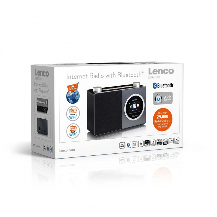 Lenco Internetradio med färgdisplay och Bluetooth® Black