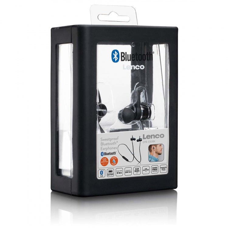 Lenco IPX4 BT magnetic earphones black Lenco IPX4 BT magnetic earphones black