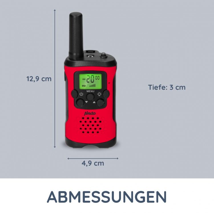 Alecto Set med 2 walkie talkiesmed räckvidd upp till 7 kilometer Röd / Svart Alecto Set med 2 walkie talkiesmed räckvidd upp till 7 kilometer Röd / Svart