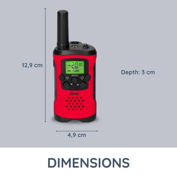 Alecto Set med 2 walkie talkiesmed räckvidd upp till 7 kilometer Röd / Svart Alecto Set med 2 walkie talkiesmed räckvidd upp till 7 kilometer Röd / Svart