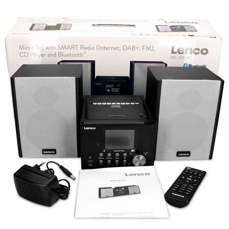 Lenco Mikroapparat med internet/ DAB+ radio Bluetooth® CD MP3 Svart
