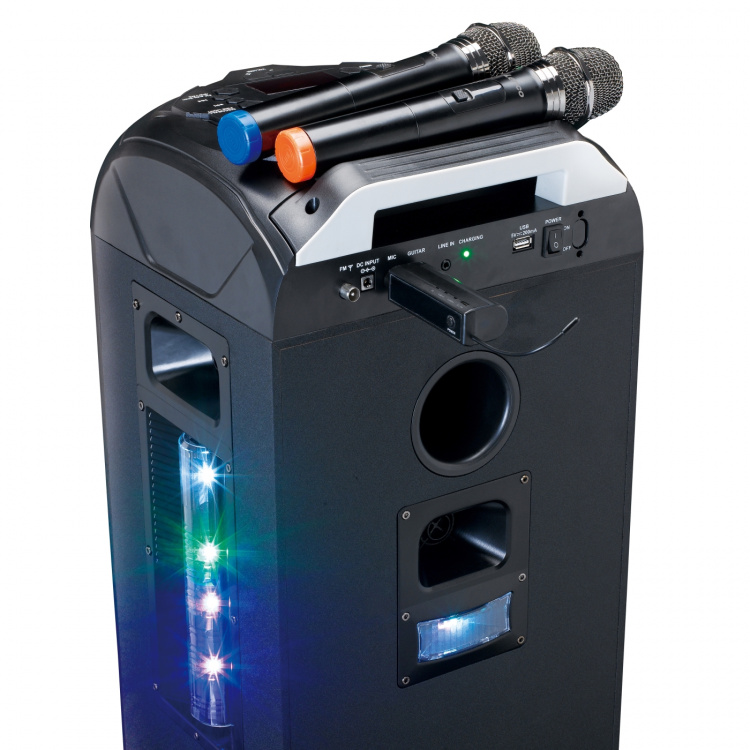 Lenco Set med 2 trådlösa mikrofoner med bärbar batteridriven mottagare