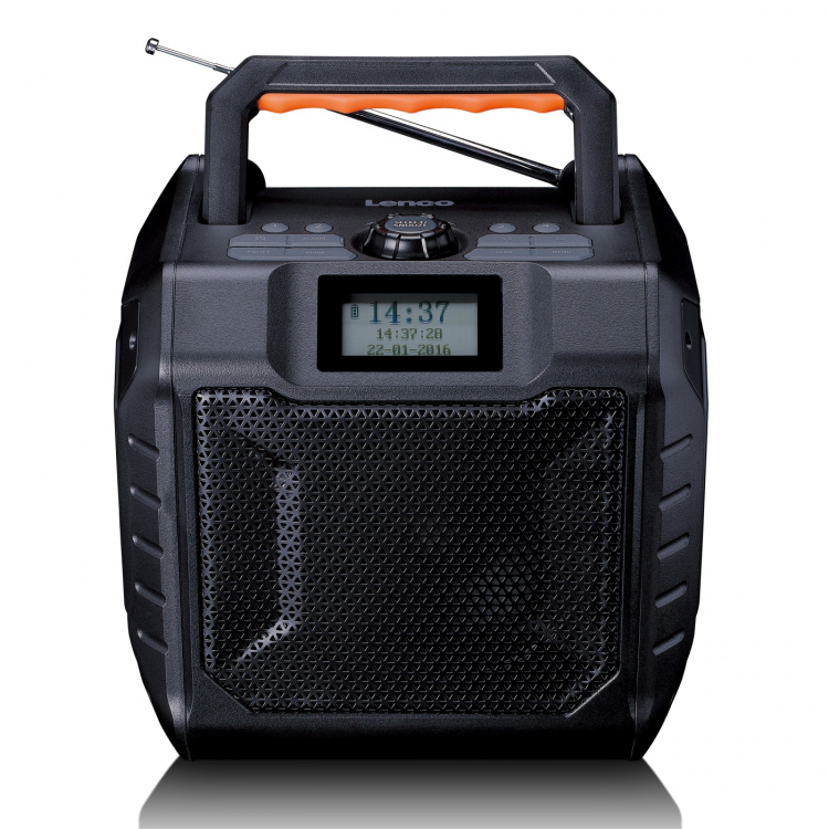 Lenco Kraftfull bärbar DAB+/FM-radio för utomhusbruk med Bluetooth® IPX5-vattentät Grå Lenco Kraftfull bärbar DAB+/FM-radio för utomhusbruk med Bluetooth® IPX5-vattentät Grå