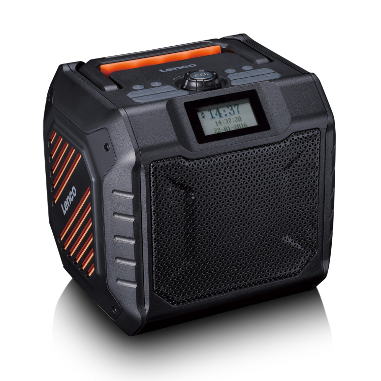 Lenco Kraftfull bärbar DAB+/FM-radio för utomhusbruk med Bluetooth® IPX5-vattentät Grå Lenco Kraftfull bärbar DAB+/FM-radio för utomhusbruk med Bluetooth® IPX5-vattentät Grå