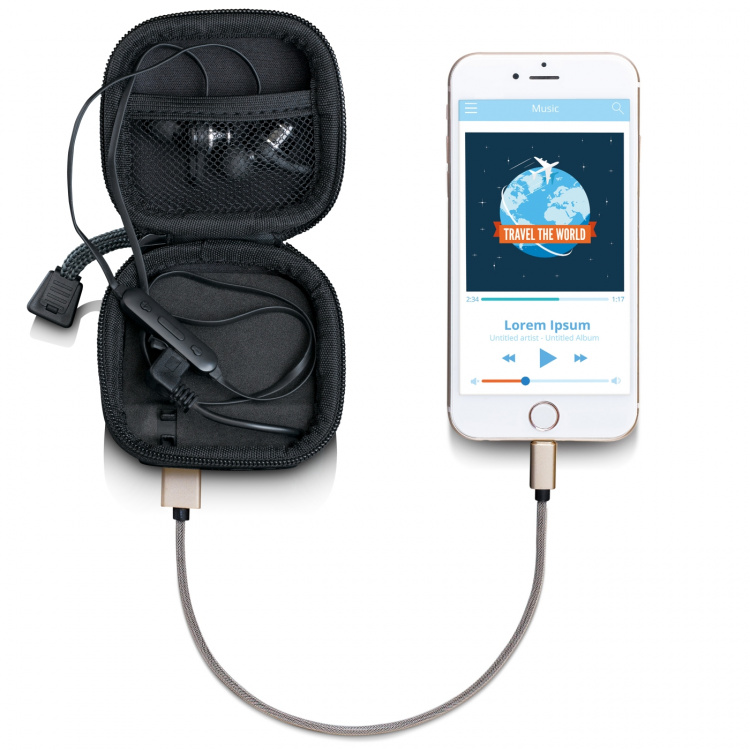 Lenco Fodral med inbyggd powerbank Grå