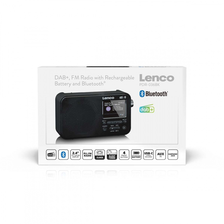Lenco Bärbar DAB+ FM-radio med Bluetooth® 2,4