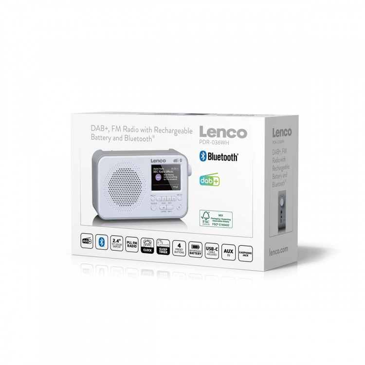 Lenco Bärbar DAB+ FM-radio med Bluetooth® 2,4