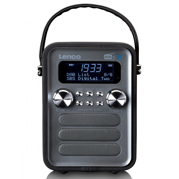 Lenco Bärbar DAB+ FM-radio med Bluetooth® och AUX-ingång, uppladdningsbart batteri Svart Lenco Bärbar DAB+ FM-radio med Bluetooth® och AUX-ingång, uppladdningsbart batteri Svart