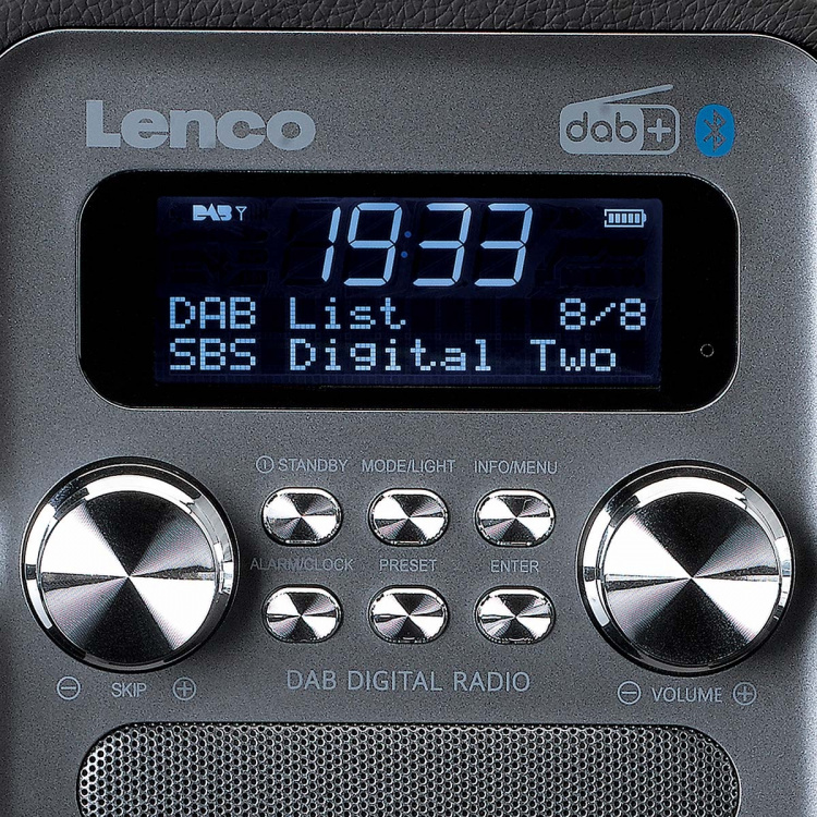Lenco Bärbar DAB+ FM-radio med Bluetooth® och AUX-ingång, uppladdningsbart batteri Svart Lenco Bärbar DAB+ FM-radio med Bluetooth® och AUX-ingång, uppladdningsbart batteri Svart