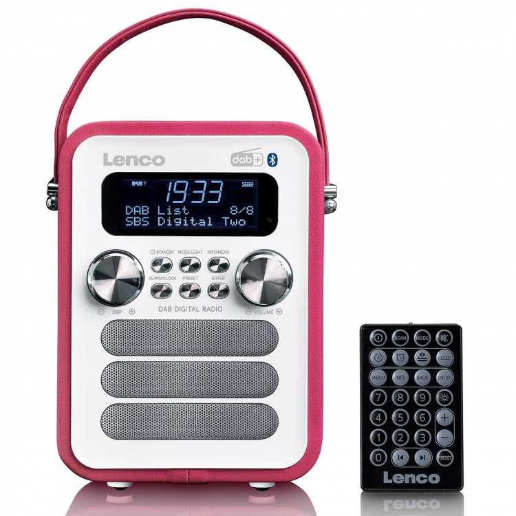Lenco Bärbar DAB+ FM-radio med Bluetooth® och AUX-ingång, uppladdningsbart batteri Vit Lenco Bärbar DAB+ FM-radio med Bluetooth® och AUX-ingång, uppladdningsbart batteri Vit