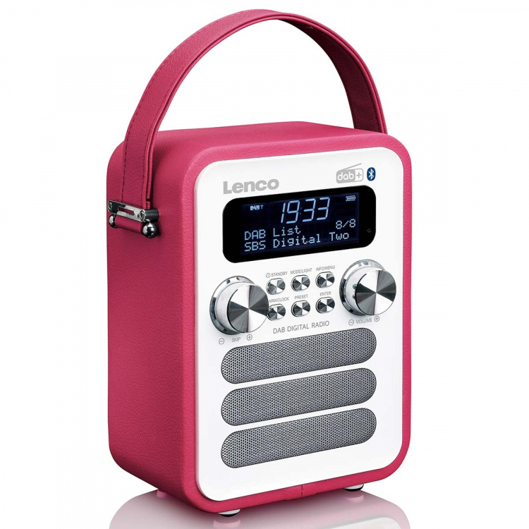 Lenco Bärbar DAB+ FM-radio med Bluetooth® och AUX-ingång, uppladdningsbart batteri Vit Lenco Bärbar DAB+ FM-radio med Bluetooth® och AUX-ingång, uppladdningsbart batteri Vit