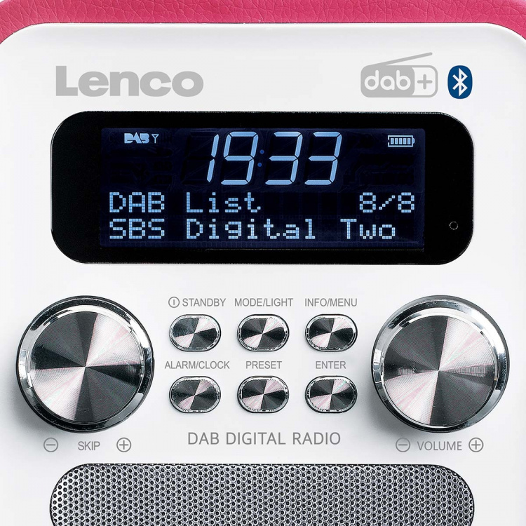 Lenco Bärbar DAB+ FM-radio med Bluetooth® och AUX-ingång, uppladdningsbart batteri Vit Lenco Bärbar DAB+ FM-radio med Bluetooth® och AUX-ingång, uppladdningsbart batteri Vit