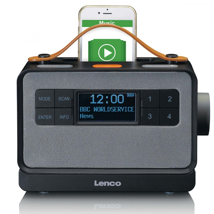 Lenco Bärbar FM/DAB+ radio med stora knappar och 