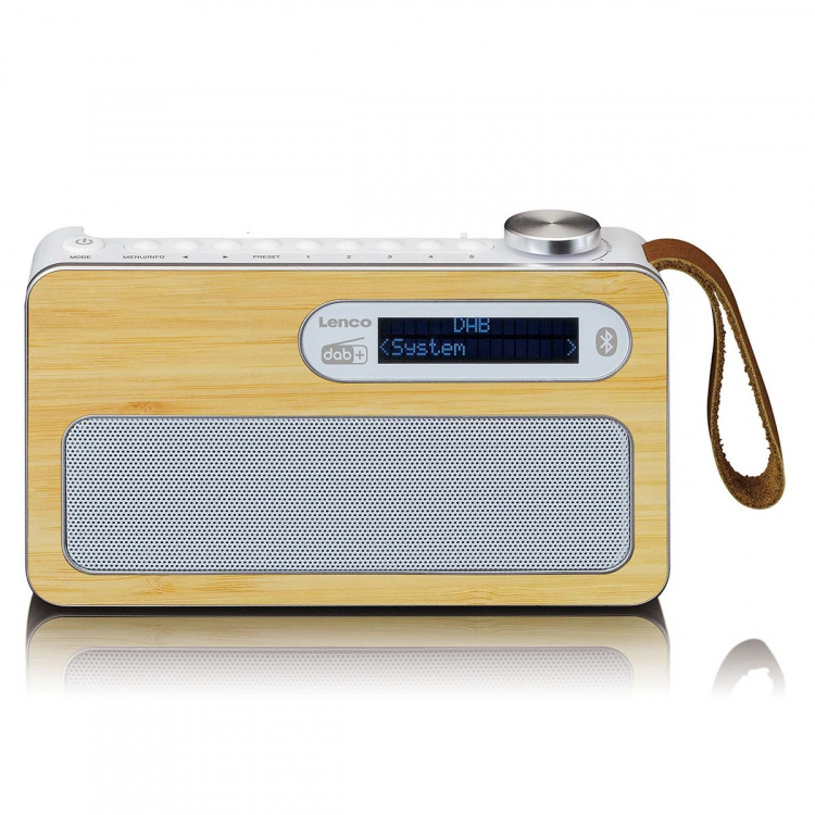 Lenco Bärbar DAB+/ FM-radio med Bluetooth® Bamboo White Lenco Bärbar DAB+/ FM-radio med Bluetooth® Bamboo White