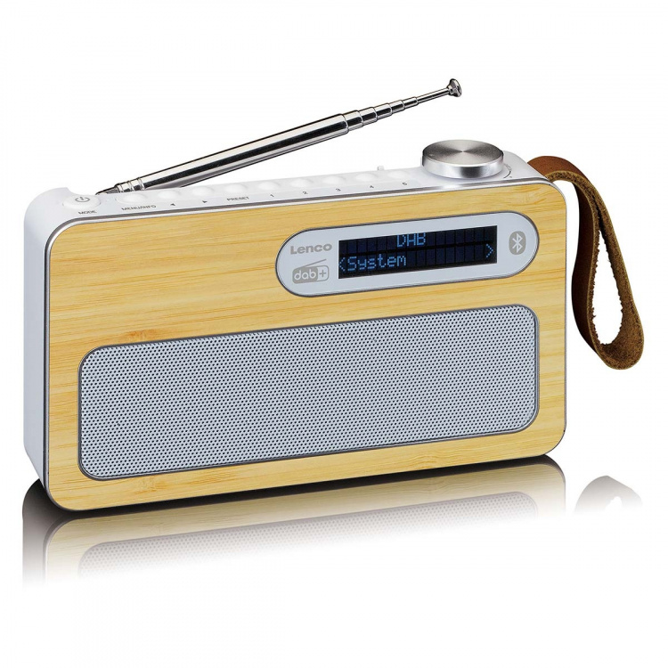 Lenco Bärbar DAB+/ FM-radio med Bluetooth® Bamboo White Lenco Bärbar DAB+/ FM-radio med Bluetooth® Bamboo White