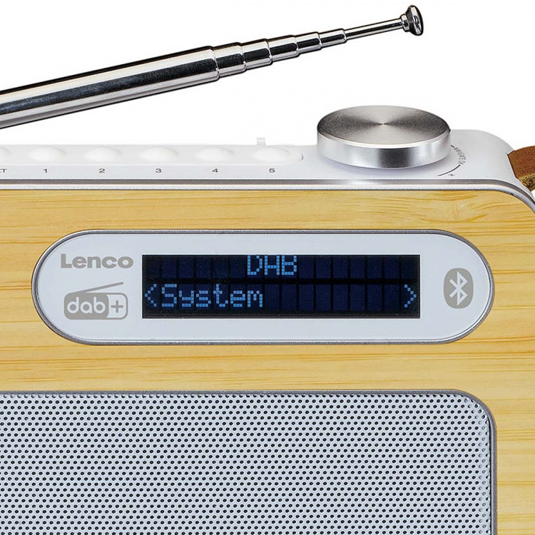 Lenco Bärbar DAB+/ FM-radio med Bluetooth® Bamboo White Lenco Bärbar DAB+/ FM-radio med Bluetooth® Bamboo White