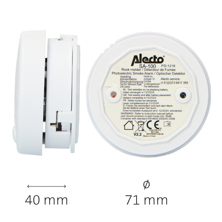 Alecto Minirökdetektor 5 års batteri 2-pack Vit Alecto Minirökdetektor 5 års batteri 2-pack Vit