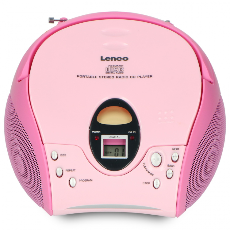 Lenco Bärbar FM-radio med CD Pink