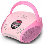 Lenco Bärbar FM-radio med CD Pink