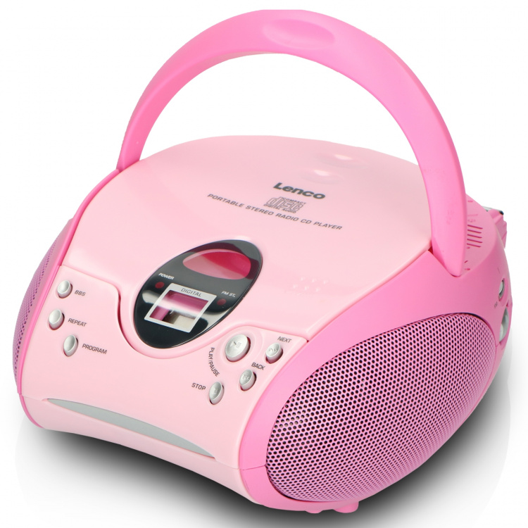 Lenco Bärbar FM-radio med CD Pink