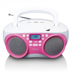 Lenco Bärbar FM-radio/CD/MP3- och USB-spelare Rosa Lenco Bärbar FM-radio/CD/MP3- och USB-spelare Rosa