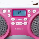 Lenco Bärbar FM-radio/CD/MP3- och USB-spelare Rosa Lenco Bärbar FM-radio/CD/MP3- och USB-spelare Rosa