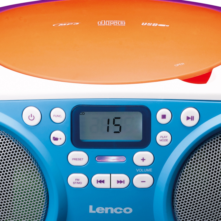 Lenco Bärbar FM-radio och CD/USB-spelare Flerfärgad