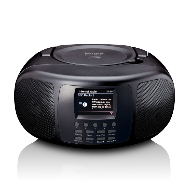 Lenco Portabel internetradio med DAB+/FM, Bluetooth®, CD-spelare och stor LCD-färgdisplay Svart Lenco Portabel internetradio med DAB+/FM, Bluetooth®, CD-spelare och stor LCD-färgdisplay Svart