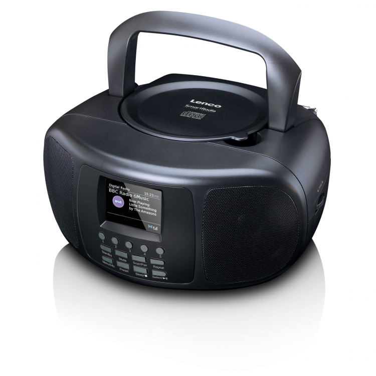 Lenco Portabel internetradio med DAB+/FM, Bluetooth®, CD-spelare och stor LCD-färgdisplay Svart Lenco Portabel internetradio med DAB+/FM, Bluetooth®, CD-spelare och stor LCD-färgdisplay Svart