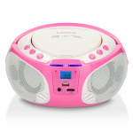 Lenco Bärbar FM-radio CD/MP3/USB Mikrofon och ljuseffekter Rosa