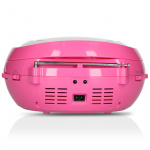 Lenco Bärbar FM-radio CD/MP3/USB Mikrofon och ljuseffekter Rosa