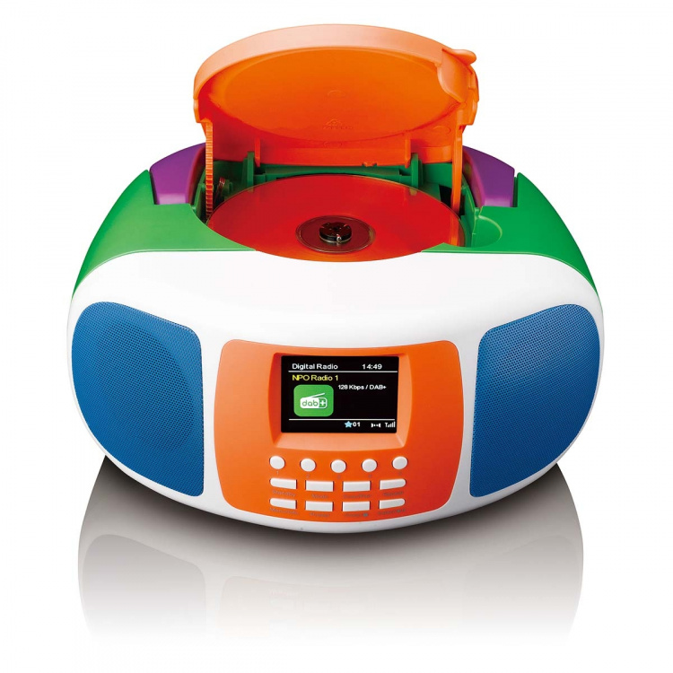 Lenco Bärbar DAB+/FM-radio med Bluetooth®, CD-spelare och stor LCD-färgdisplay Glada färger för barn