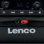 Lenco Stänksäker Bluetooth®-högtalare FM-radio USB och micro SD med ljuseffekter Svart Lenco Stänksäker Bluetooth®-högtalare FM-radio USB och micro SD med ljuseffekter Svart