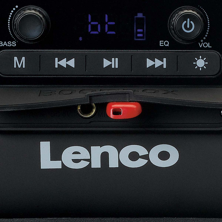 Lenco Stänksäker Bluetooth®-högtalare FM-radio USB och micro SD med ljuseffekter Svart Lenco Stänksäker Bluetooth®-högtalare FM-radio USB och micro SD med ljuseffekter Svart