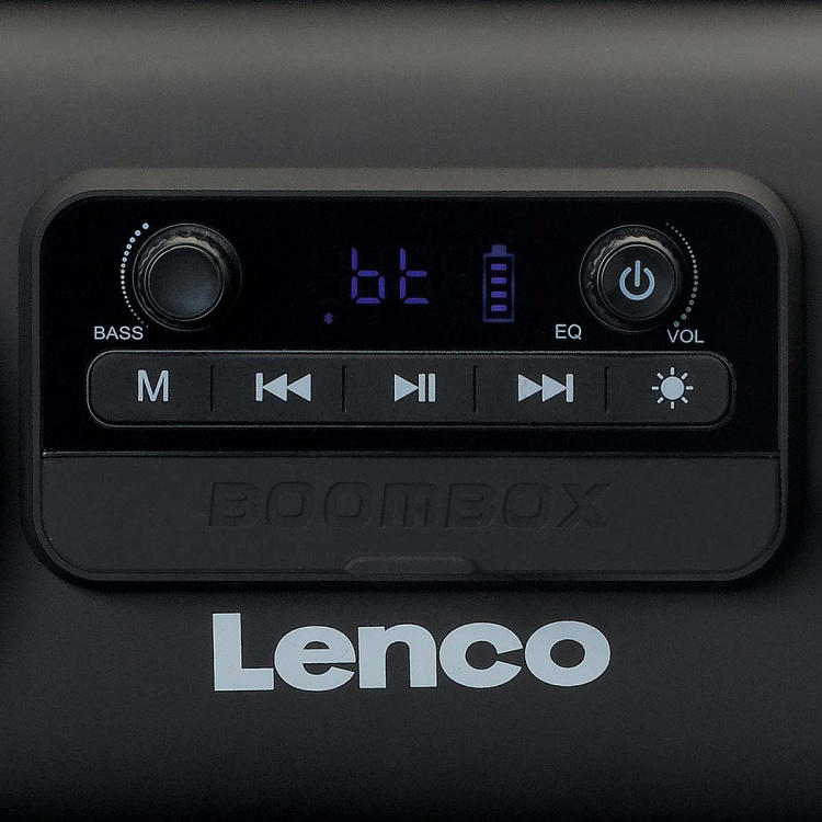 Lenco Stänksäker Bluetooth®-högtalare FM-radio USB och micro SD med ljuseffekter Svart Lenco Stänksäker Bluetooth®-högtalare FM-radio USB och micro SD med ljuseffekter Svart