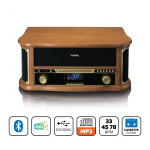 Lenco Retro skivspelare i trä med Bluetooth®, DAB+/FM-radio, USB-kodning, CD-spelare, kassettspelare och inbyggda högtalare Lenco Retro skivspelare i trä med Bluetooth®, DAB+/FM-radio, USB-kodning, CD-spelare, kassettspelare och inbyggda högtalare