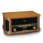 Lenco Retro skivspelare i trä med Bluetooth®, DAB+/FM-radio, USB-kodning, CD-spelare, kassettspelare och inbyggda högtalare Lenco Retro skivspelare i trä med Bluetooth®, DAB+/FM-radio, USB-kodning, CD-spelare, kassettspelare och inbyggda högtalare