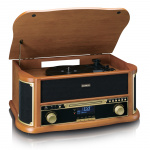 Lenco Retro skivspelare i trä med Bluetooth®, DAB+/FM-radio, USB-kodning, CD-spelare, kassettspelare och inbyggda högtalare Lenco Retro skivspelare i trä med Bluetooth®, DAB+/FM-radio, USB-kodning, CD-spelare, kassettspelare och inbyggda högtalare