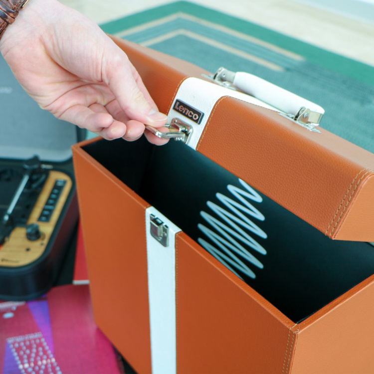 Lenco Bärväska för max. 30 skivor Brun / Vit